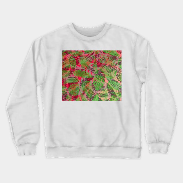 Tropical leaves in a colored gradient background Crewneck Sweatshirt by BeauLab